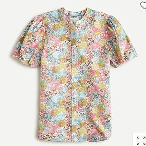 J. Crew Classic-Fit Short Puff Sleeve Top | Liberty Patchwork Dream Floral | 16